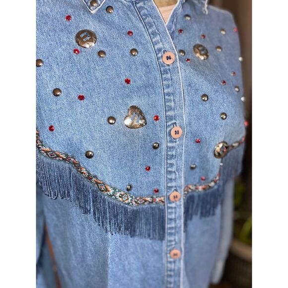 Vintage Blue Creek Jeans Womens Blue Denim Cotton Western Long Sleeve Size | XL - Picture 2 of 6